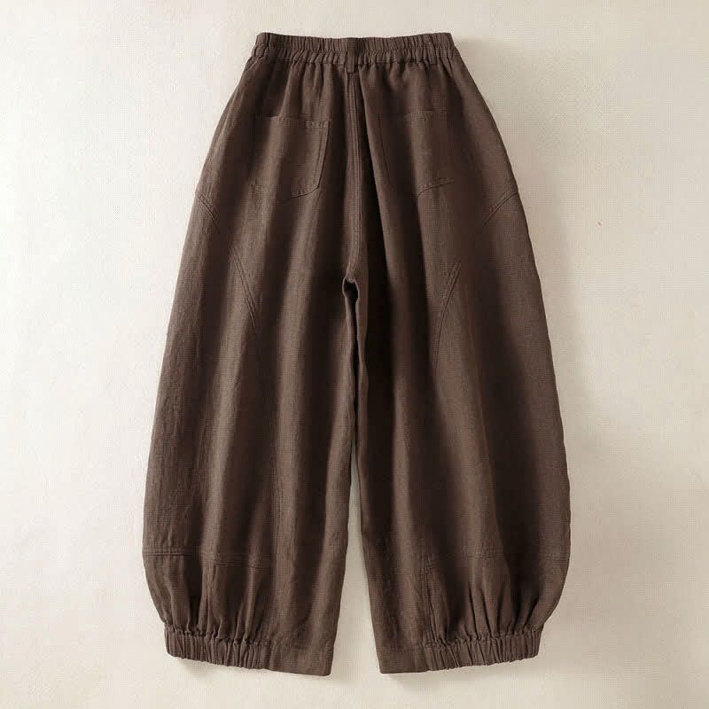 Buddha Stones Pantalones harem de verano informales para mujer, de color liso, con cintura elástica y bolsillos. - image 10
