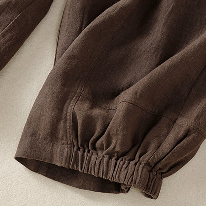Buddha Stones Pantalones harem de verano informales para mujer, de color liso, con cintura elástica y bolsillos. - image 15
