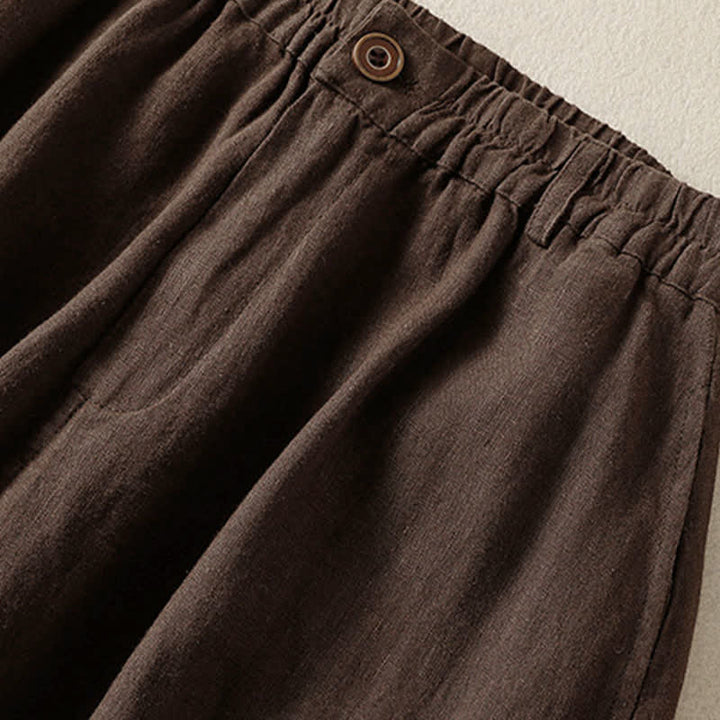 Buddha Stones Pantalones harem de verano informales para mujer, de color liso, con cintura elástica y bolsillos. - image 12
