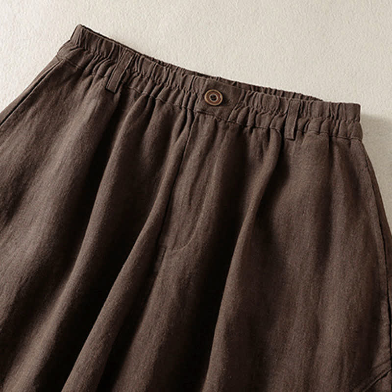 Buddha Stones Pantalones harem de verano informales para mujer, de color liso, con cintura elástica y bolsillos. - image 11
