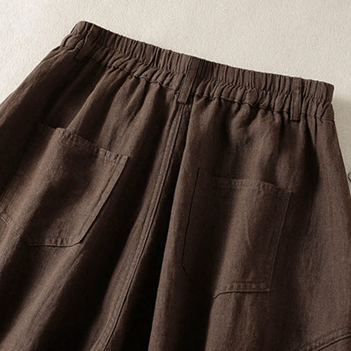 Buddha Stones Pantalones harem de verano informales para mujer, de color liso, con cintura elástica y bolsillos. - image 14