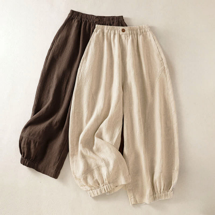 Buddha Stones Pantalones harem de verano informales para mujer, de color liso, con cintura elástica y bolsillos. - image 16