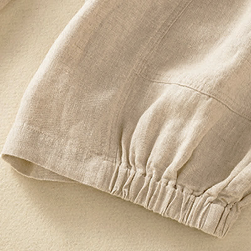 Buddha Stones Pantalones harem de verano informales para mujer, de color liso, con cintura elástica y bolsillos. - image 6