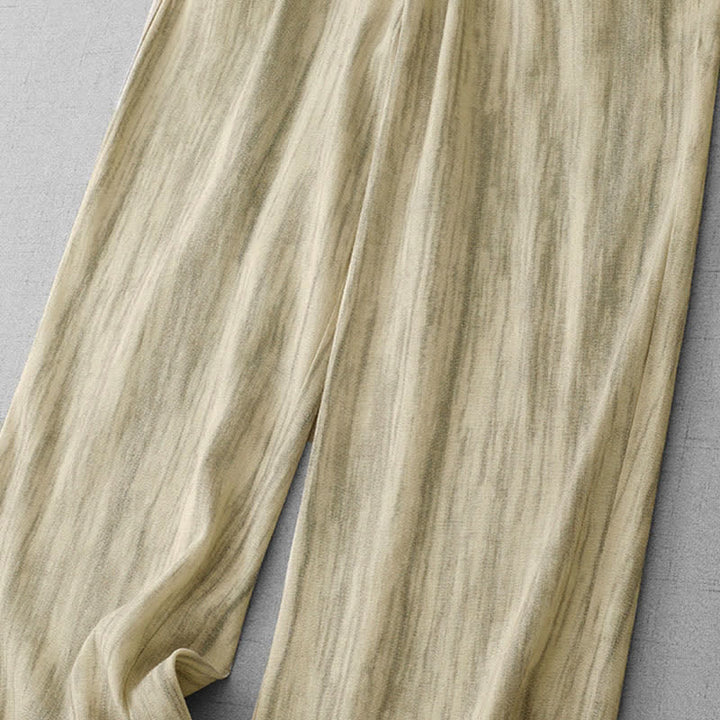 Buddha Stones Pantalones de mujer de corte recto, estilo casual de verano, con cordón ajustable, cintura elástica y rayas, y bolsillos. - image 10