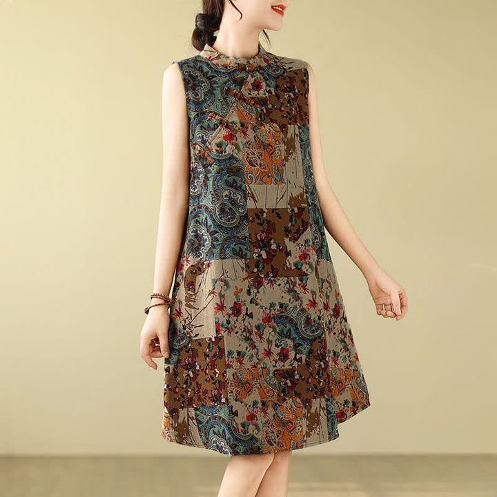 Buddha Stones Vestido de verano sin mangas para mujer con estampado floral paisley y bolsillos. - image 3