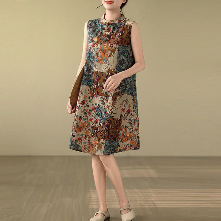 Buddha Stones Vestido de verano sin mangas para mujer con estampado floral paisley y bolsillos. - image 6