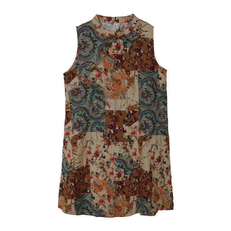 Buddha Stones Vestido de verano sin mangas para mujer con estampado floral paisley y bolsillos. - image 12