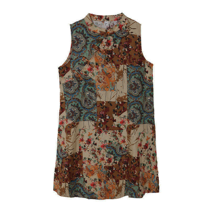 Buddha Stones Vestido de verano sin mangas para mujer con estampado floral paisley y bolsillos. - image 12