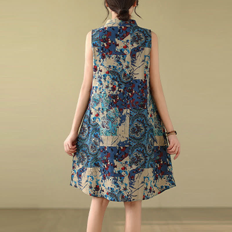 Buddha Stones Vestido de verano sin mangas para mujer con estampado floral paisley y bolsillos. - image 15