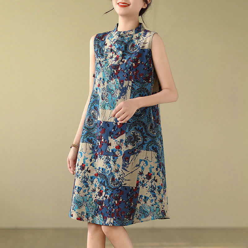 Buddha Stones Vestido de verano sin mangas para mujer con estampado floral paisley y bolsillos. - image 14