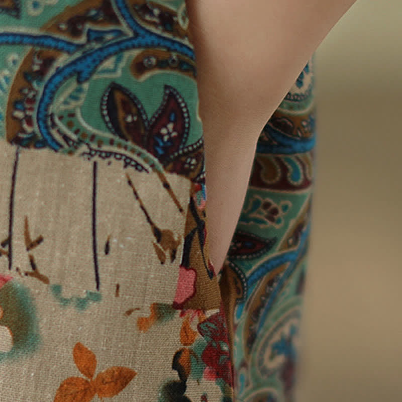 Buddha Stones Vestido de verano sin mangas para mujer con estampado floral paisley y bolsillos. - image 10