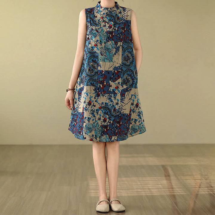 Buddha Stones Vestido de verano sin mangas para mujer con estampado floral paisley y bolsillos. - image 17