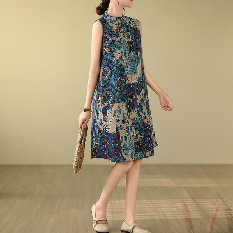 Buddha Stones Vestido de verano sin mangas para mujer con estampado floral paisley y bolsillos. - image 18