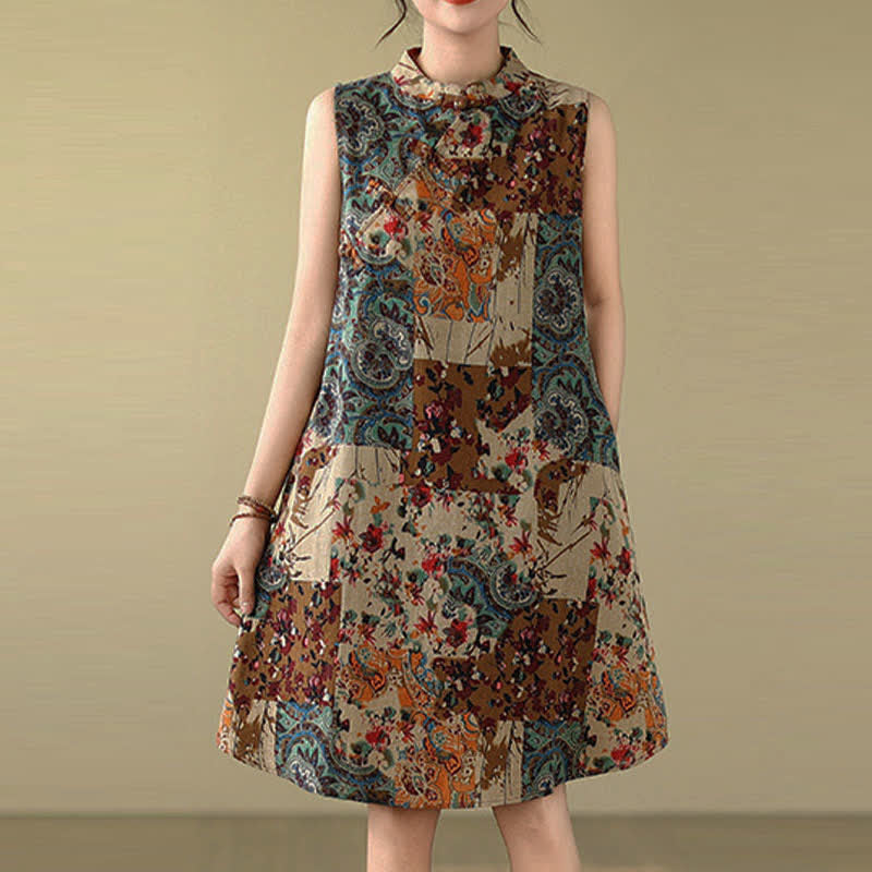 Buddha Stones Vestido de verano sin mangas para mujer con estampado floral paisley y bolsillos. - image 1