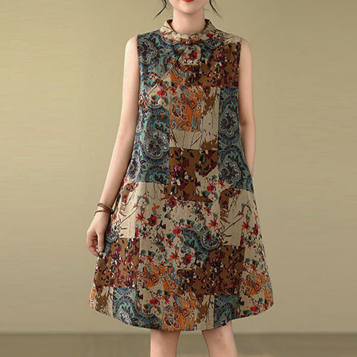Buddha Stones Vestido de verano sin mangas para mujer con estampado floral paisley y bolsillos. - image 1