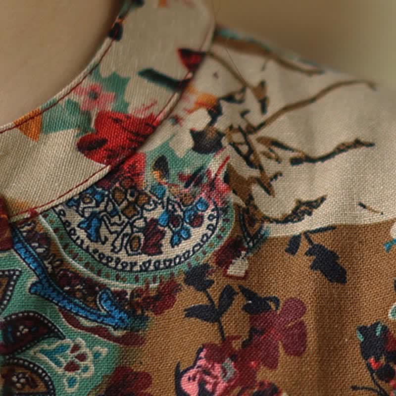 Buddha Stones Vestido de verano sin mangas para mujer con estampado floral paisley y bolsillos. - image 8