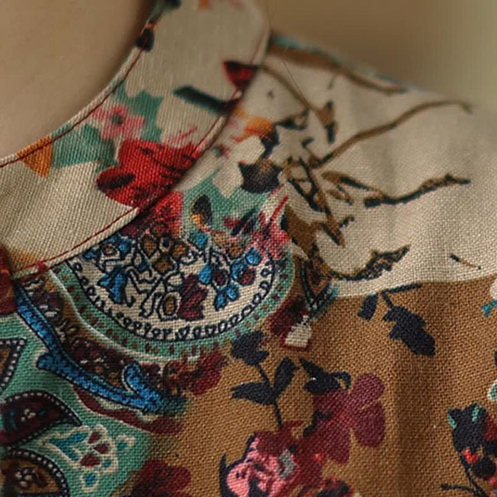 Buddha Stones Vestido de verano sin mangas para mujer con estampado floral paisley y bolsillos. - image 8