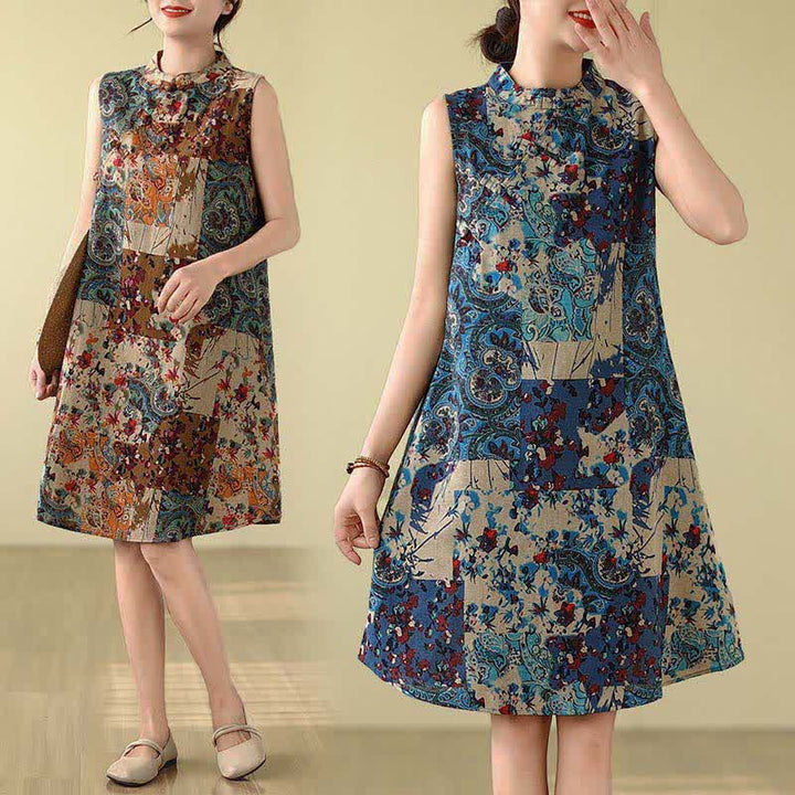 Buddha Stones Vestido de verano sin mangas para mujer con estampado floral paisley y bolsillos. - image 19