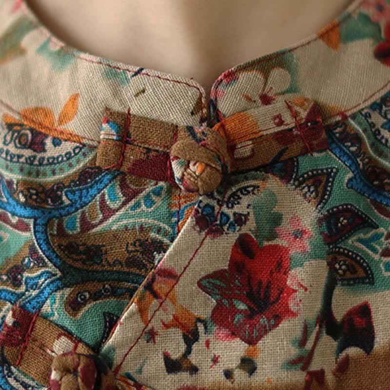 Buddha Stones Vestido de verano sin mangas para mujer con estampado floral paisley y bolsillos. - image 7