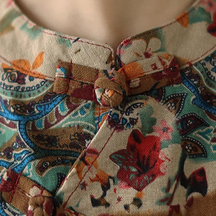Buddha Stones Vestido de verano sin mangas para mujer con estampado floral paisley y bolsillos. - image 7