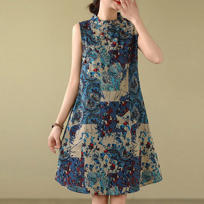 Buddha Stones Vestido de verano sin mangas para mujer con estampado floral paisley y bolsillos. - Azul cadete - US14, UK/AU18, EU46 (3XL) - image 13