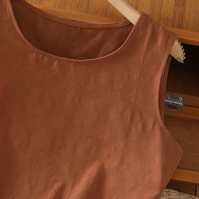 Buddha Stones Camiseta sin mangas de verano informal con abertura lateral y estampado floral para mujer. - image 4