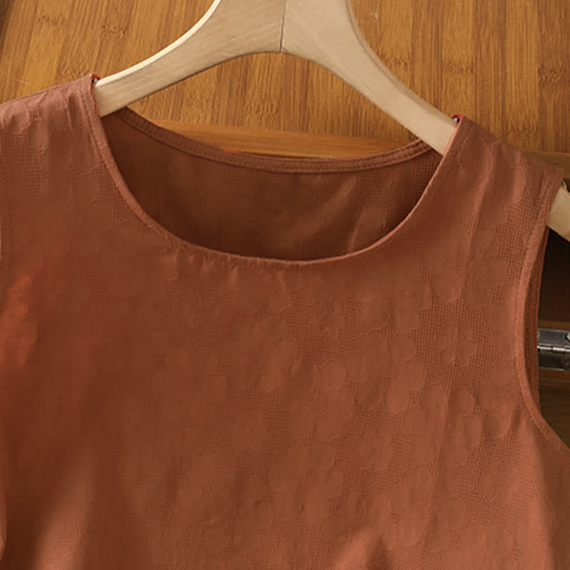 Buddha Stones Camiseta sin mangas de verano informal con abertura lateral y estampado floral para mujer. - image 2