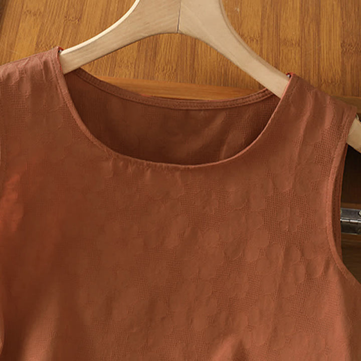 Buddha Stones Camiseta sin mangas de verano informal con abertura lateral y estampado floral para mujer. - image 2