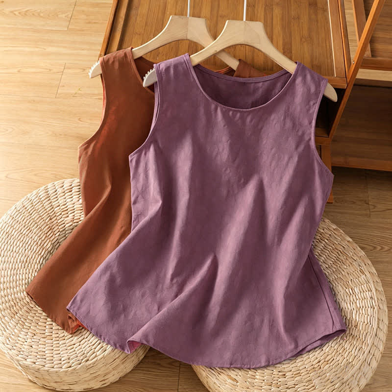 Buddha Stones Camiseta sin mangas de verano informal con abertura lateral y estampado floral para mujer. - image 14