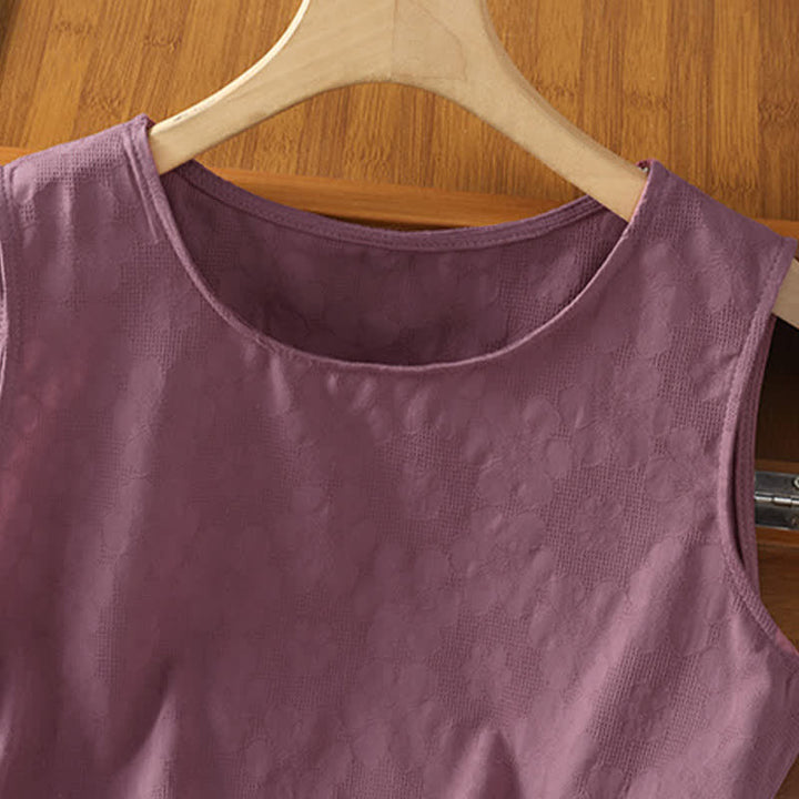 Buddha Stones Camiseta sin mangas de verano informal con abertura lateral y estampado floral para mujer. - image 9