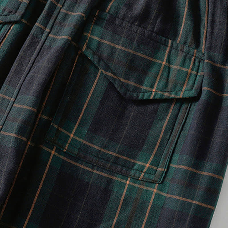 Buddha Stones Pantalones harem cortos para mujer, estilo casual de primavera, con cordón ajustable, estampado a cuadros, cintura elástica y bolsillos. - image 8