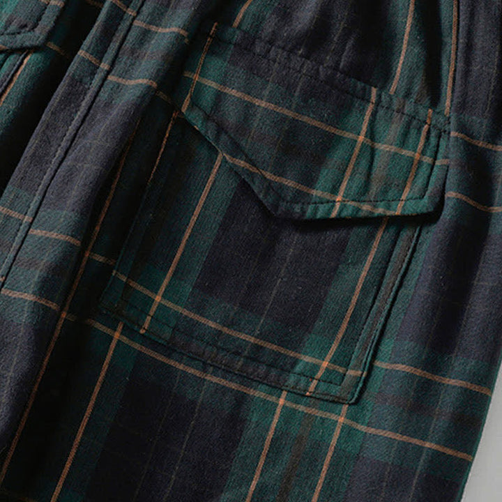 Buddha Stones Pantalones harem cortos para mujer, estilo casual de primavera, con cordón ajustable, estampado a cuadros, cintura elástica y bolsillos. - image 8