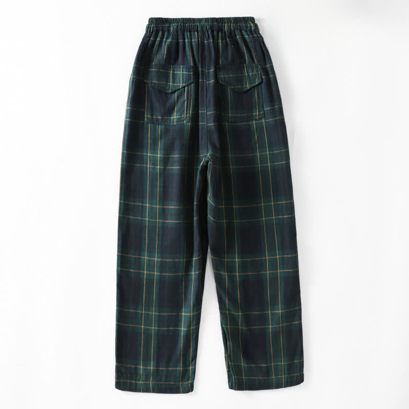 Buddha Stones Pantalones harem cortos para mujer, estilo casual de primavera, con cordón ajustable, estampado a cuadros, cintura elástica y bolsillos. - image 1