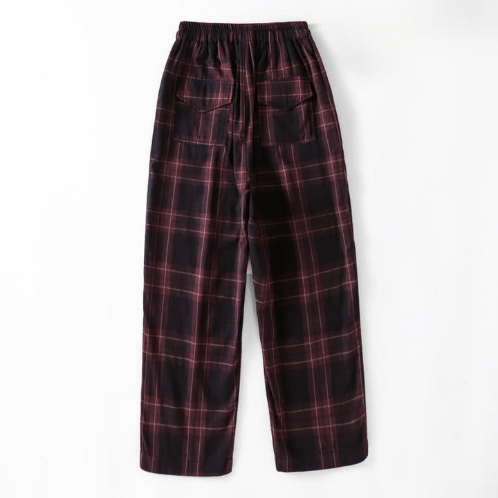 Buddha Stones Pantalones harem cortos para mujer, estilo casual de primavera, con cordón ajustable, estampado a cuadros, cintura elástica y bolsillos. - image 11