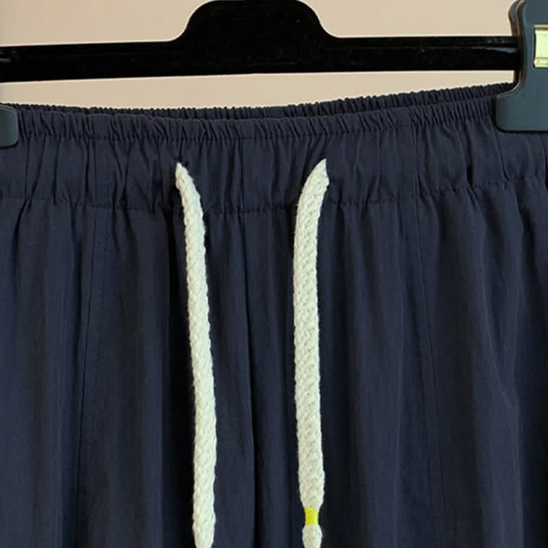 Buddha Stones Pantalones de mujer de pierna ancha, cortos, con cordón ajustable y bolsillos, estilo casual de primavera/verano. - image 13