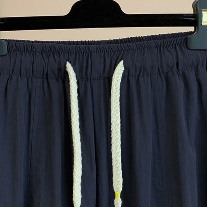 Buddha Stones Pantalones de mujer de pierna ancha, cortos, con cordón ajustable y bolsillos, estilo casual de primavera/verano. - image 13