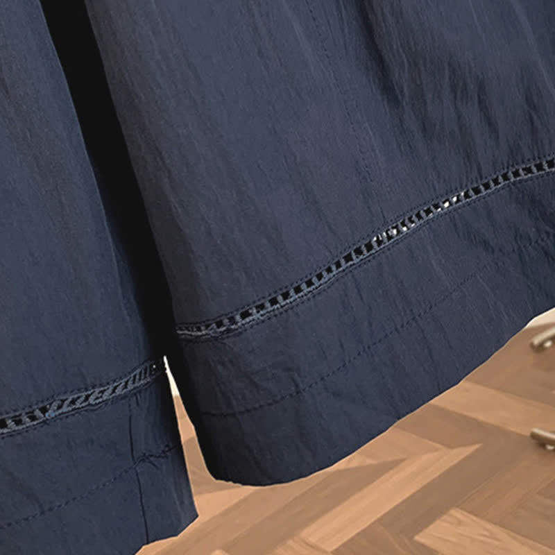 Buddha Stones Pantalones de mujer de pierna ancha, cortos, con cordón ajustable y bolsillos, estilo casual de primavera/verano. - image 15