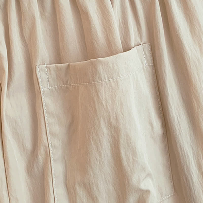 Buddha Stones Pantalones de mujer de pierna ancha, cortos, con cordón ajustable y bolsillos, estilo casual de primavera/verano. - image 9