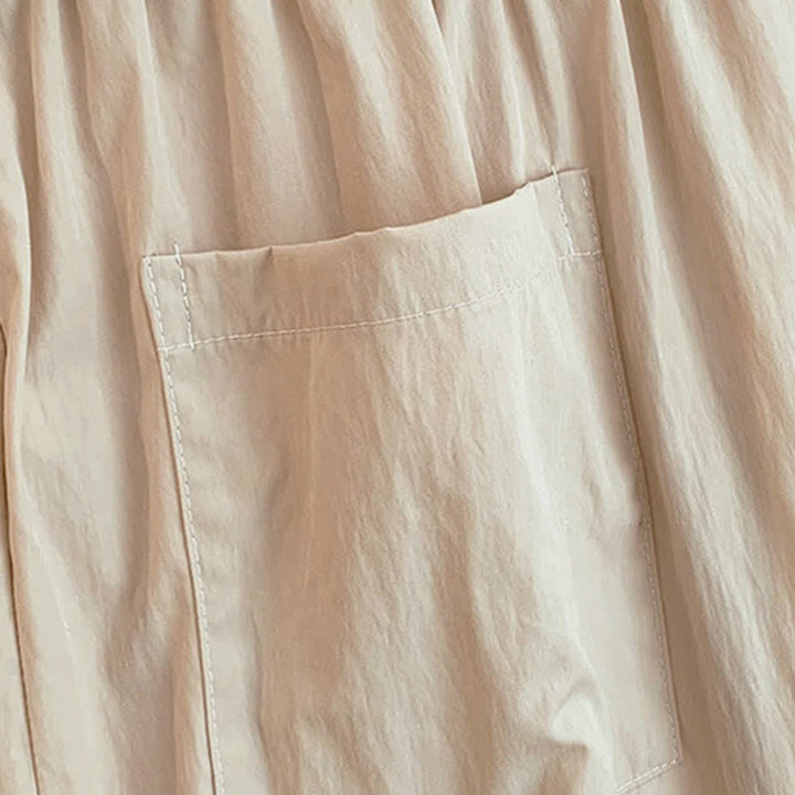 Buddha Stones Pantalones de mujer de pierna ancha, cortos, con cordón ajustable y bolsillos, estilo casual de primavera/verano. - image 9