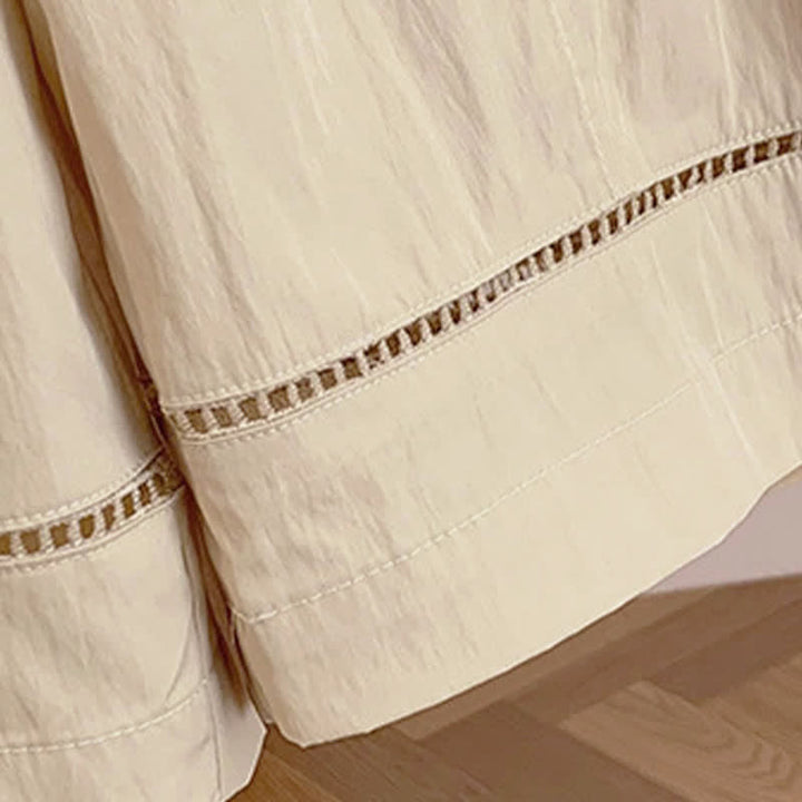 Buddha Stones Pantalones de mujer de pierna ancha, cortos, con cordón ajustable y bolsillos, estilo casual de primavera/verano. - image 10
