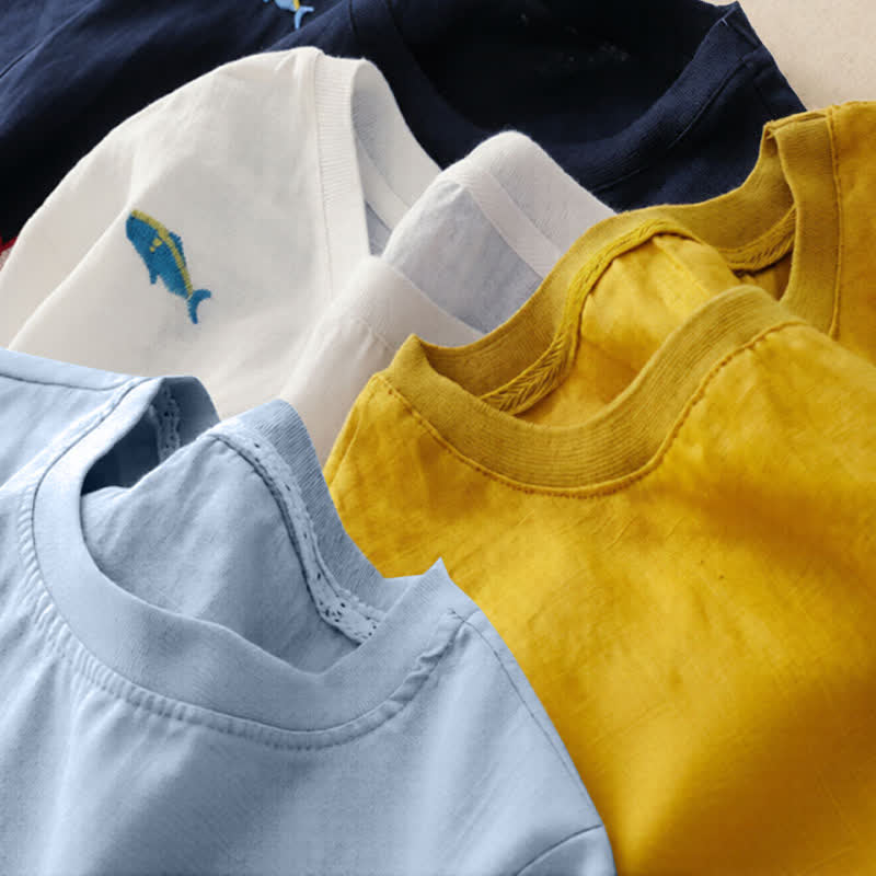 Buddha Stones Camisetas de manga corta para mujer con bordado de motivos de peces, estilo casual de verano. - image 30