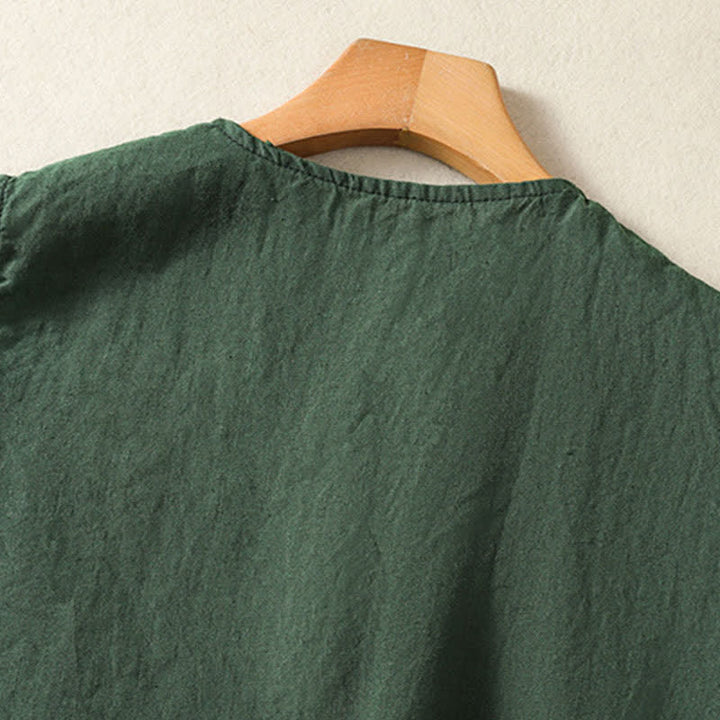 Buddha Stones Camiseta sin mangas minimalista de verano con botones y bolsillo de parche para mujer. - image 16