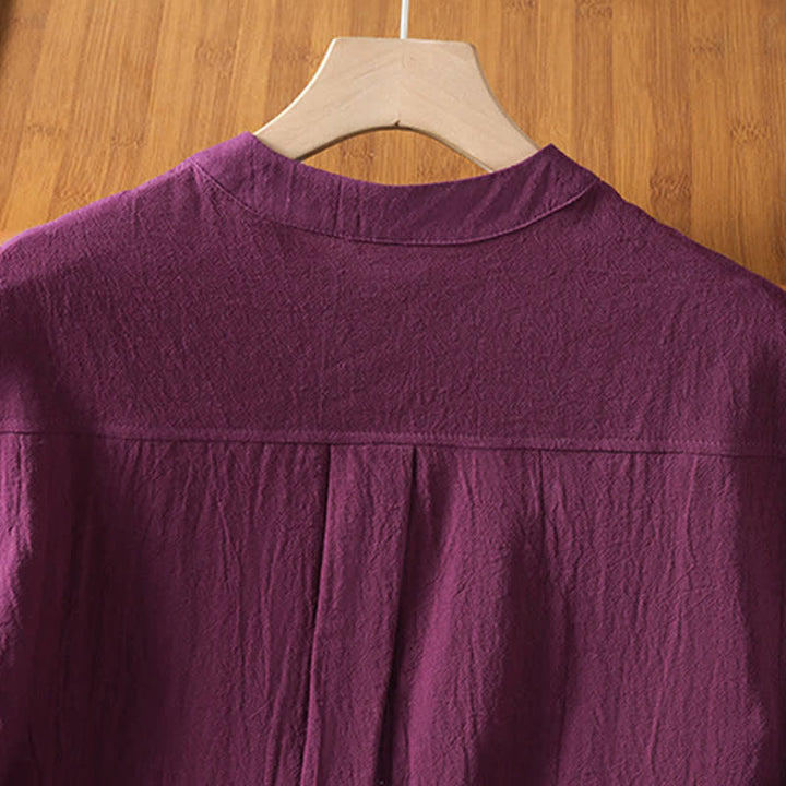 Buddha Stones Camiseta sin mangas de mujer estilo Tang informal con cuello mandarín, botones y bolsillo de parche. - image 20