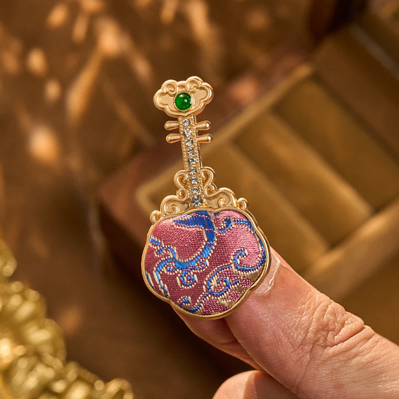 Buddha Stones Broche de energía hecho a mano de brocado Song, color púrpura, con forma de pipa. - image 6