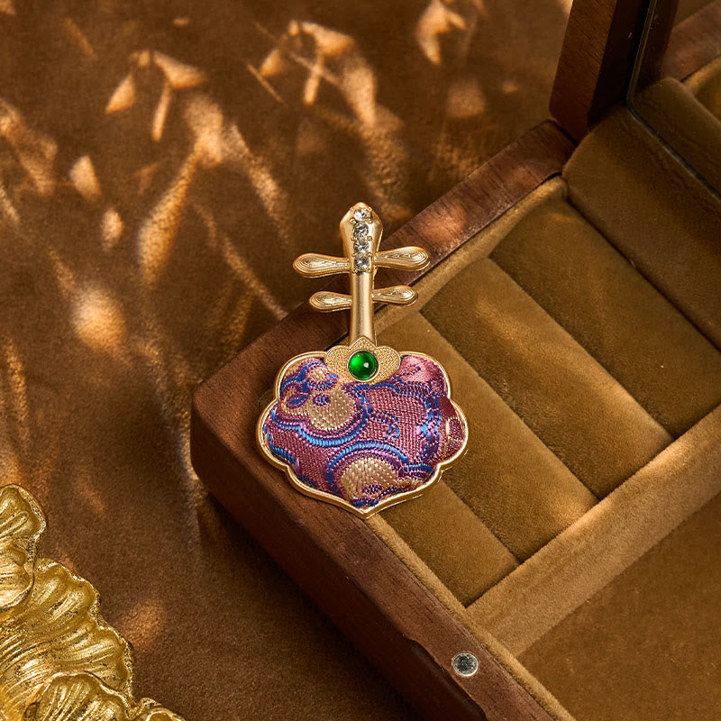 Buddha Stones Broche de energía hecho a mano de brocado Song, color púrpura, con forma de pipa. - image 5