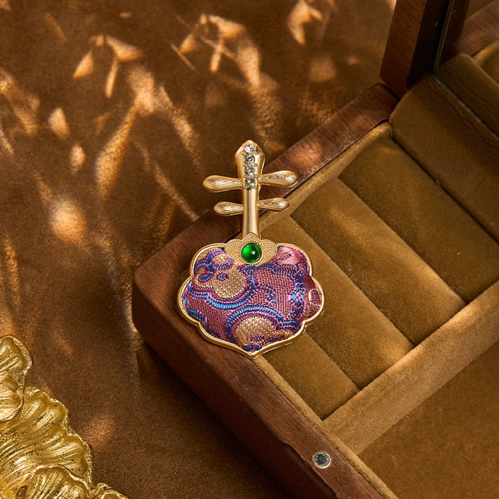 Buddha Stones Broche de energía hecho a mano de brocado Song, color púrpura, con forma de pipa. - image 5