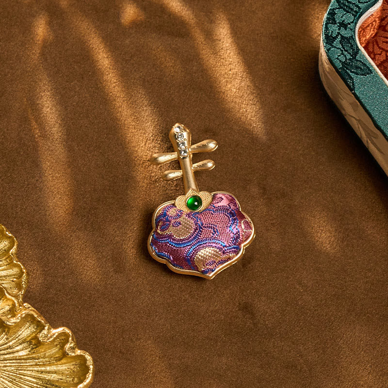 Buddha Stones Broche de energía hecho a mano de brocado Song, color púrpura, con forma de pipa. - image 10