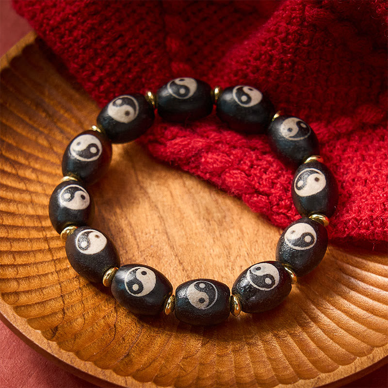 Buddha Stones Pulsera de protección con símbolo de Yin Yang de ágata tibetana Dzi - image 9