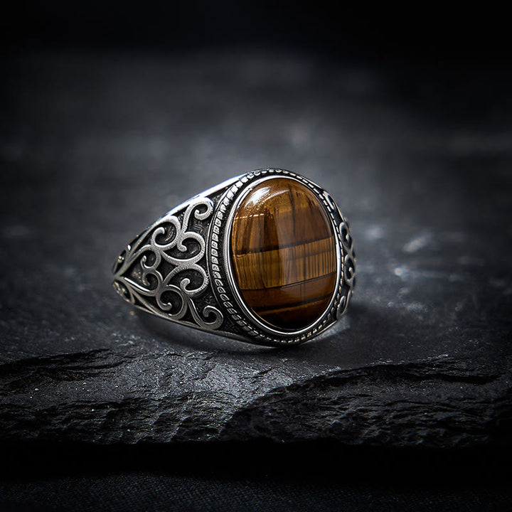 Buddha Stones Anillo ajustable de cobre con ojo de tigre para mayor resistencia - image 2