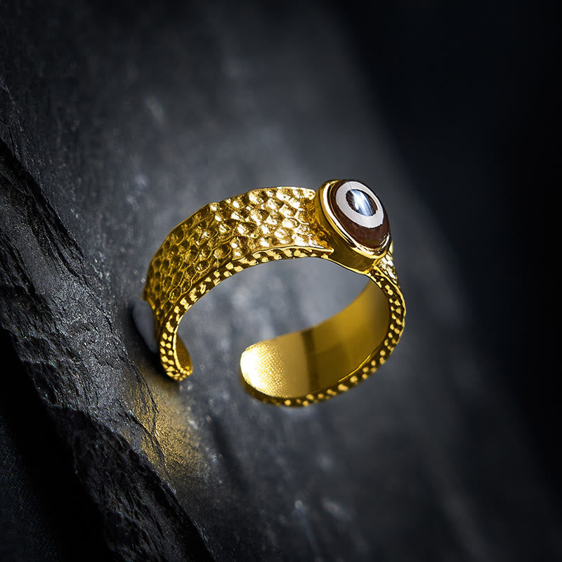 Buddha Stones Anillo ajustable de cobre y latón con cuentas Dzi para la riqueza - image 3